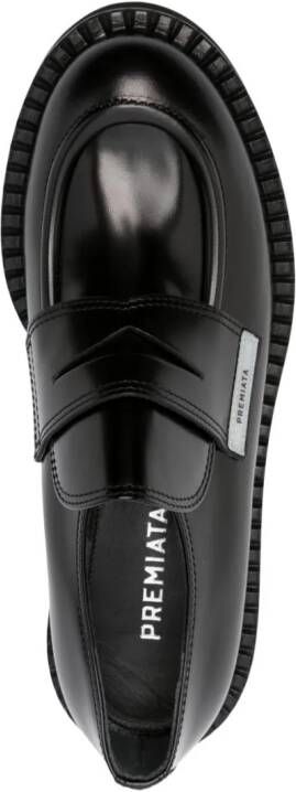 Premiata logo-tag leather loafers Black