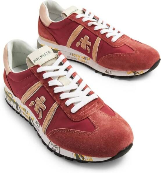 Premiata Lucyd panelled suede sneakers Red