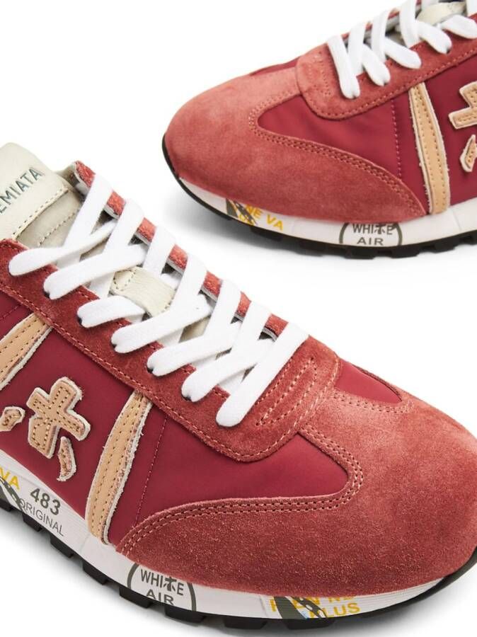 Premiata Lucyd panelled suede sneakers Red