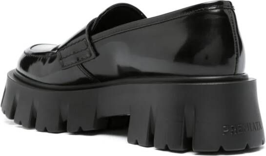 Premiata penny-slot polished leather loafers Black