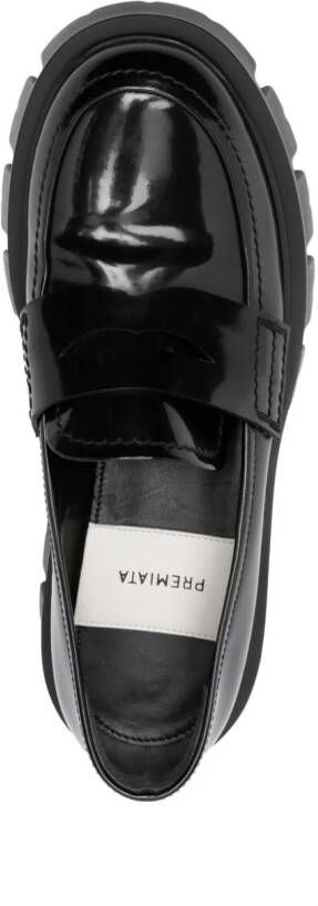 Premiata penny-slot polished leather loafers Black