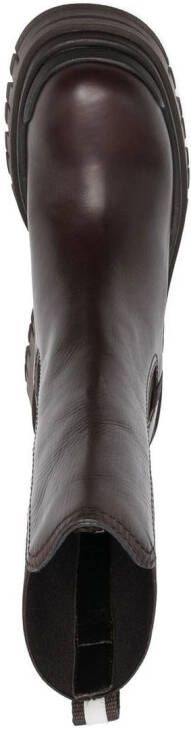 Premiata ridged 80mm block heel boots Brown