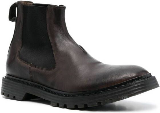 Premiata round toe leather boots Brown