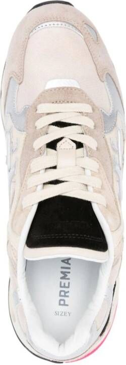 Premiata Sharky logo-embossed leather sneakers Neutrals