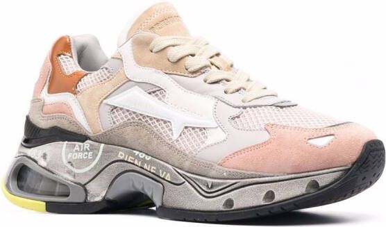 Premiata Sharkyd colour-block panelled leather sneakers Neutrals
