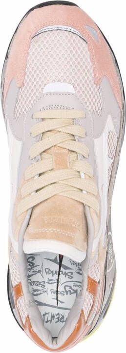 Premiata Sharkyd colour-block panelled leather sneakers Neutrals