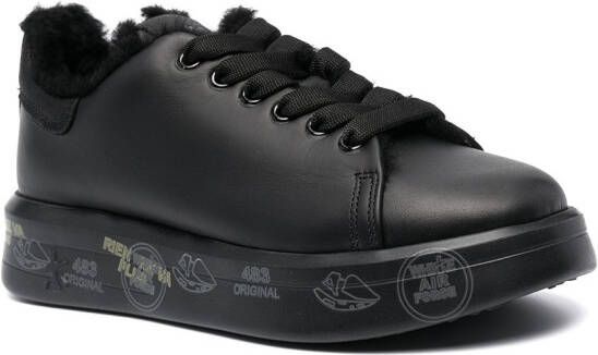 Premiata shearling-lined lace-up sneakers Black