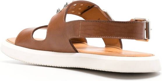 Premiata silver-tone stud-detailing leather sandals Brown