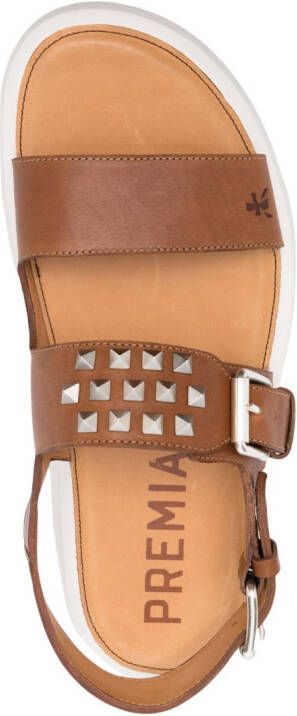Premiata silver-tone stud-detailing leather sandals Brown