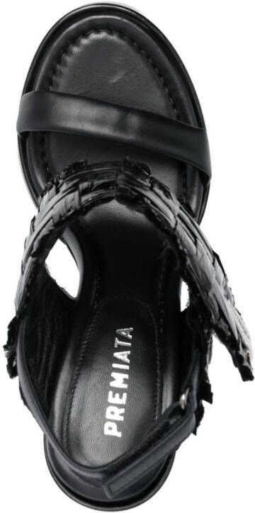 Premiata sling back leather platform sandals Black