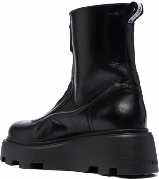 Premiata zip-front chunky leather ankle boots Black