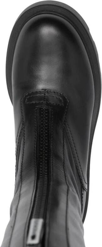 Premiata zip-up leather combat boots Black