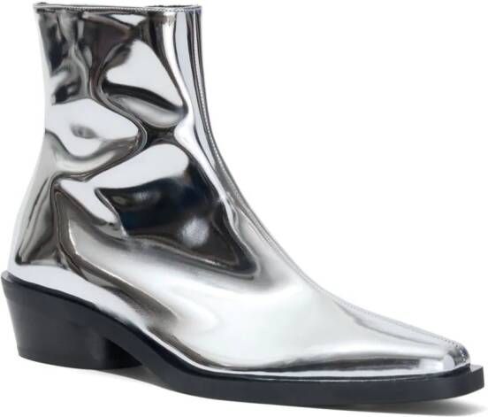 Proenza Schouler Bronco mirrored-finish ankle boots Silver