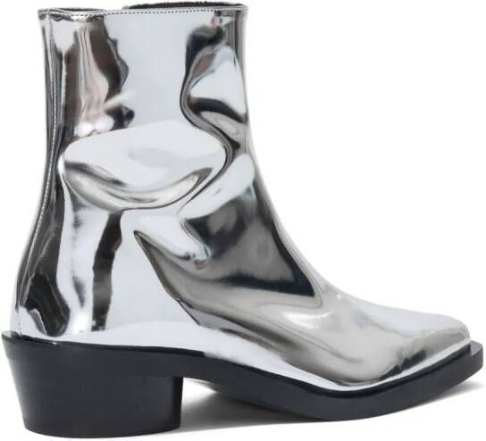 Proenza Schouler Bronco mirrored-finish ankle boots Silver