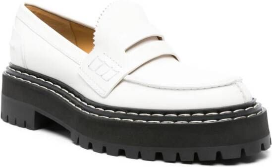 Proenza Schouler contrast-stitch penny-slot leather loafers White