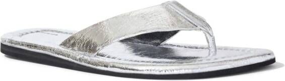 Proenza Schouler Cooper metallic-leather flip flops Silver