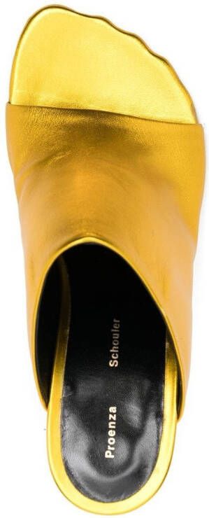 Proenza Schouler metallic 100mm peep-toe mules Yellow