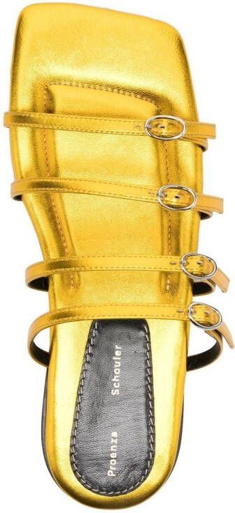 Proenza Schouler metallic buckle-detail slides Yellow