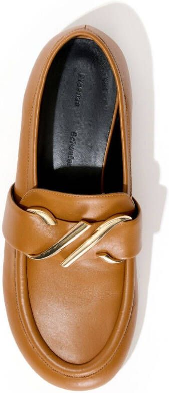 Proenza Schouler monogram-plaque embossed-leather loafers Brown