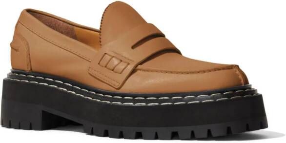 Proenza Schouler penny-slot leather platform loafers Brown