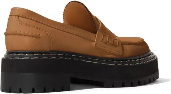 Proenza Schouler penny-slot leather platform loafers Brown