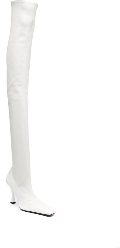 Proenza Schouler square-toe 110mm thigh-high boots White