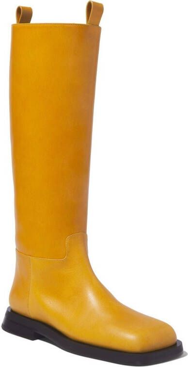 Proenza Schouler square-toe leather boots Orange