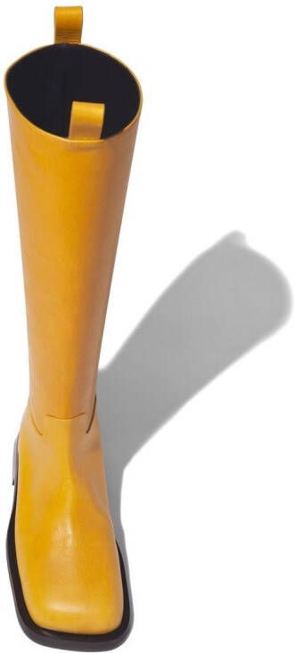 Proenza Schouler square-toe leather boots Orange