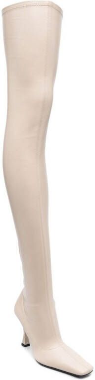 Proenza Schouler thigh-high calf leather boots Neutrals
