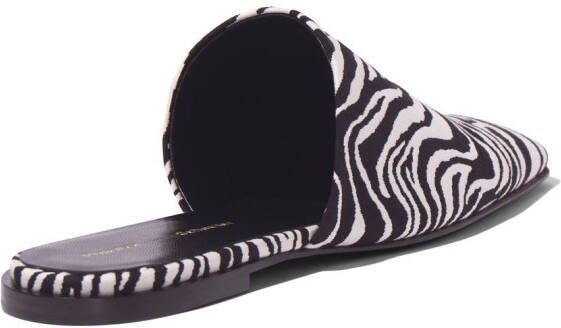 Proenza Schouler Trap zebra jacquard slippers White