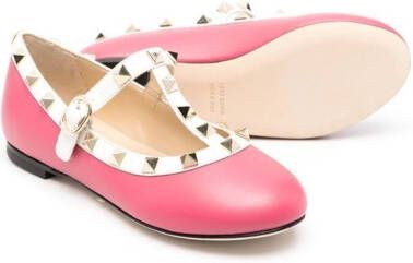 Prosperine Kids stud-detail leather ballerina shoes Pink
