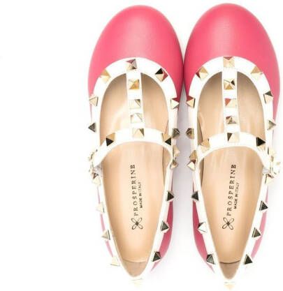 Prosperine Kids stud-detail leather ballerina shoes Pink