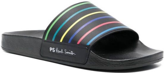 PS Paul Smith rainbow-stripe logo-print slides Black