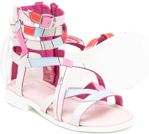 PUCCI Junior graphic-print strappy sandals Pink