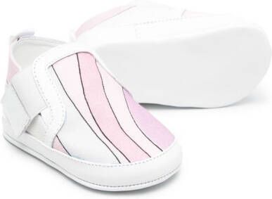 PUCCI Junior Marmo print touch strap shoes White