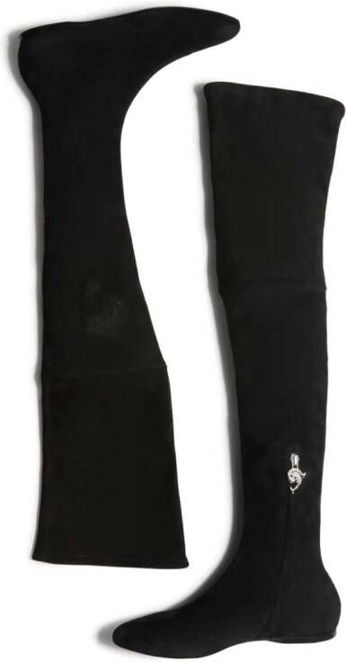 PUCCI logo-embroidered thigh-high boots Black