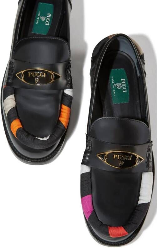 PUCCI logo-plaque leather loafers Black