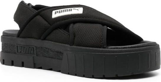 PUMA Mayze logo-patch slingback sandals Black