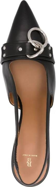 R13 95mm slingback leather pumps Black