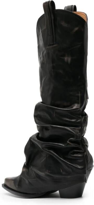 R13 Cowboy 65mm leather knee-high boots Black