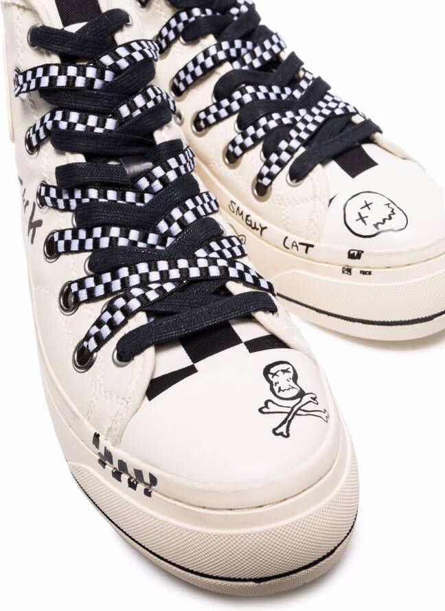 R13 Kurt graffiti high-top sneakers White