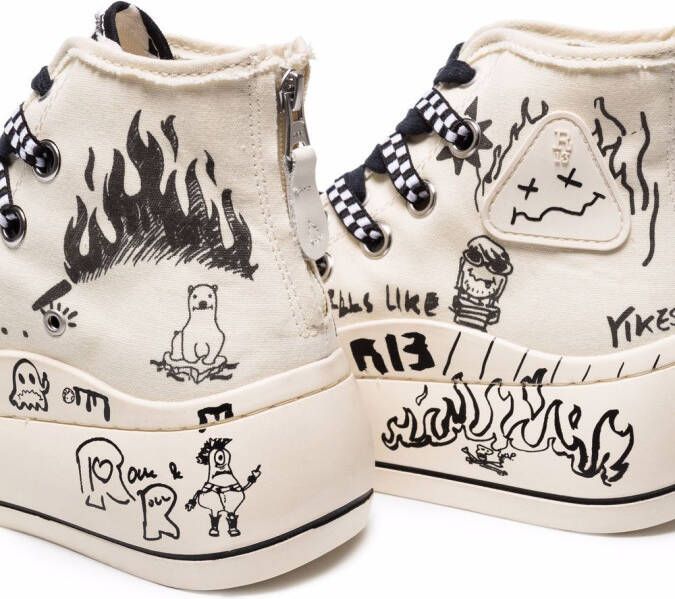 R13 Kurt graffiti high-top sneakers White