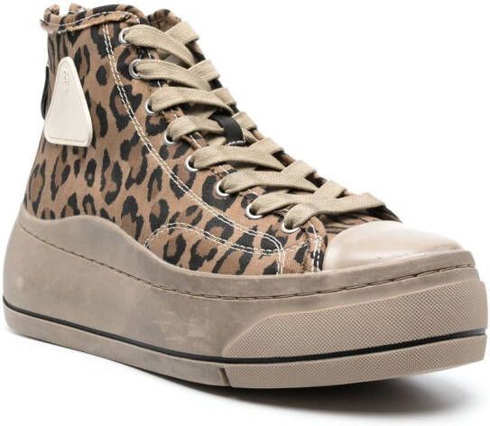 R13 leopard-print high-top sneakers Brown