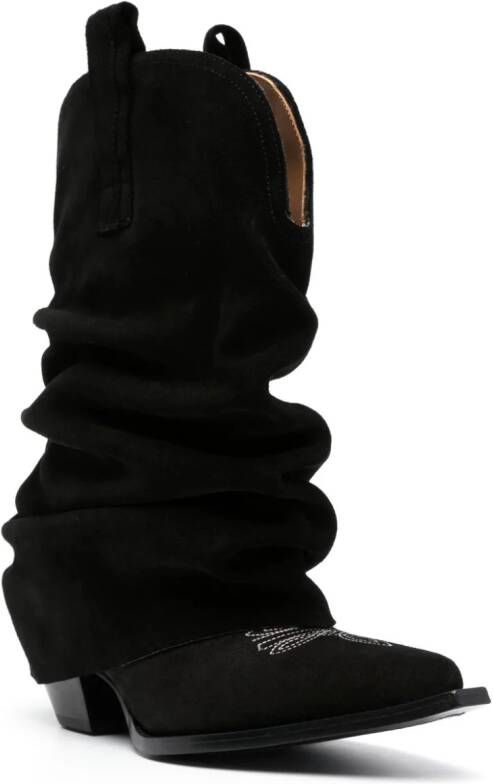 R13 Low Rider distressed cowbody boots Black