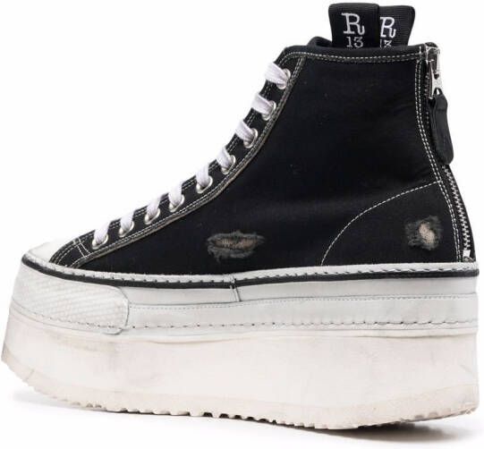 R13 platform high-top sneakers Black