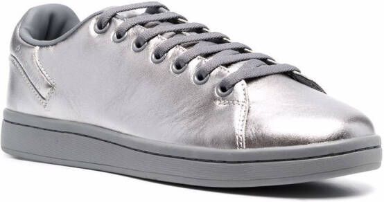 Raf Simons metallic low-top leather sneakers Silver