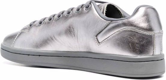 Raf Simons metallic low-top leather sneakers Silver