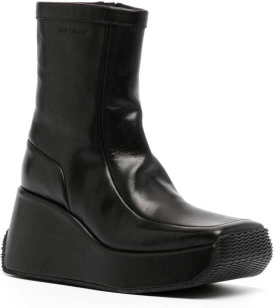 Raf Simons square-toe wedge boots Black