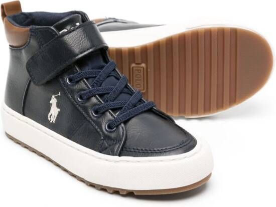 Ralph Lauren Kids Polo Pony-embroidered high-top sneakers Blue
