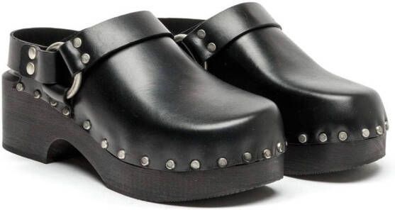 RE DONE 70's stud-embellished mules Black